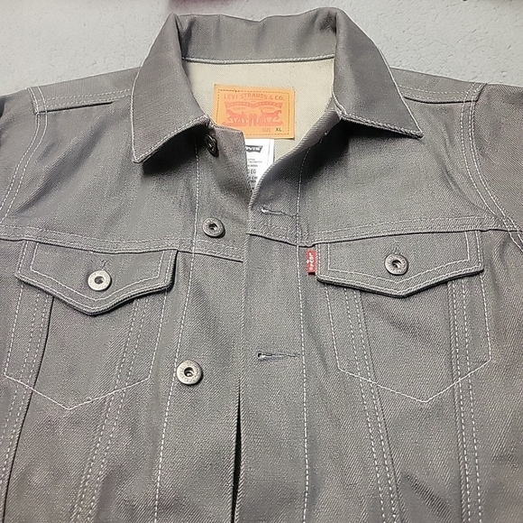 NEW Levis‎ Strauss Co Trucker Jacket Extra Large 13-15YRS Gray Button Up Pockets - Picture 1 of 16
